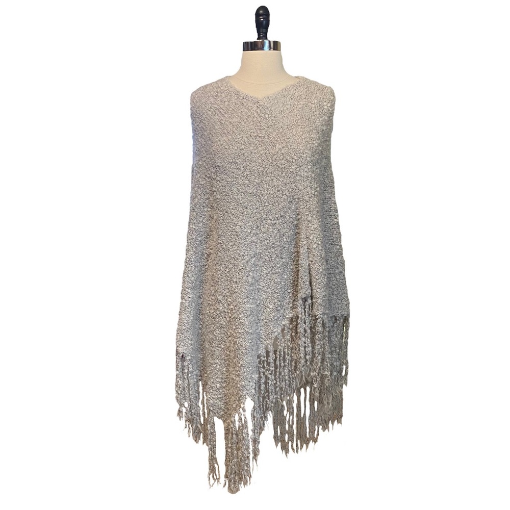 Lemon Asymmetrical Boucle Fringe Poncho